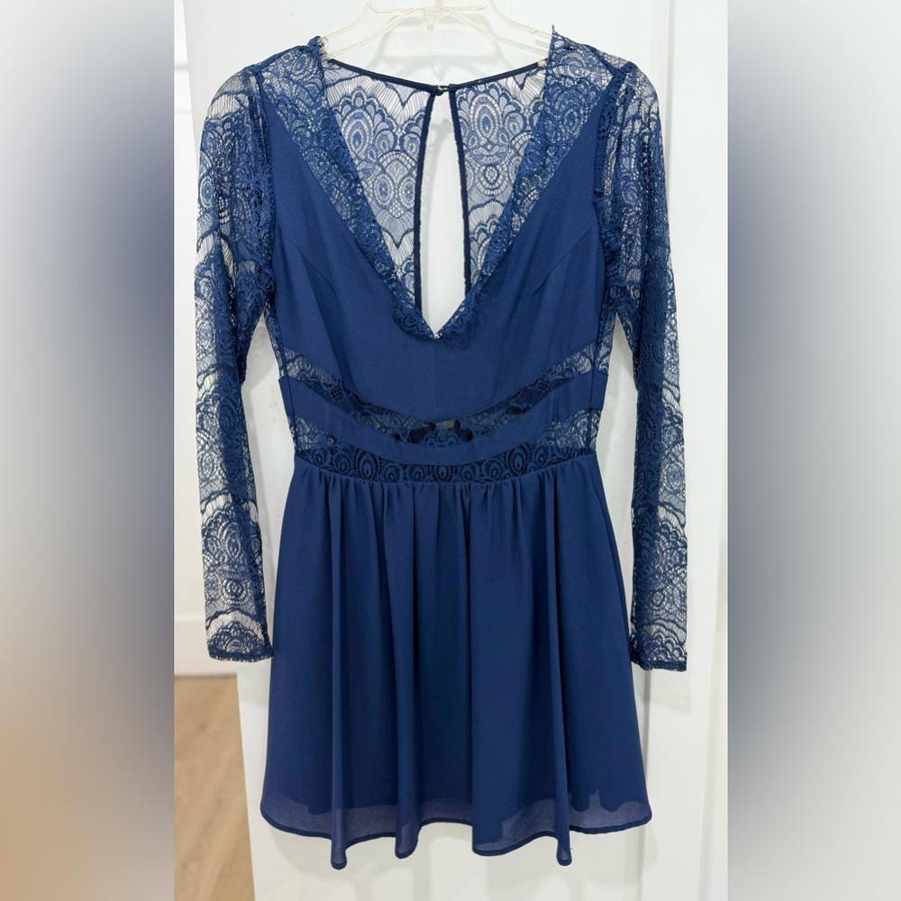 Finders Keepers Elegant Navy Lace Dress